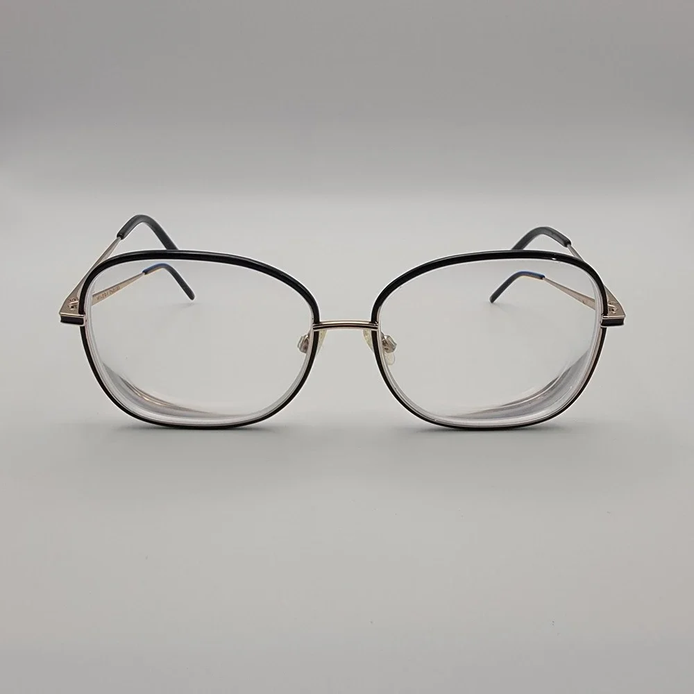Warby Parker Leah Eyeglasses Frames Only 57-16-140 Gold Black Oversized Round